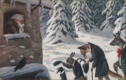 A Merry Christmas To / From - Animal's in Suits Pay Homage to Santa Claus Postcard