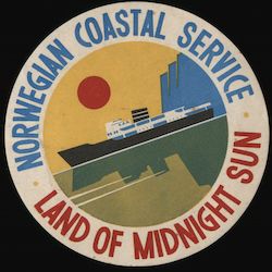 Norwegian Coastal Service, Land of Midnight Sun Advertising Sticker Sticker 