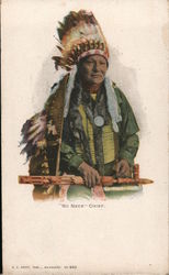 "No Neck" Chief - Lakota Performer with Buffalo Bill Postcard