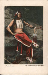Plenty Horses - a drawn portrait of a Native American Postcard