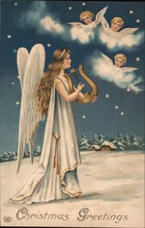 Christmas Greetings Angels Postcard Postcard Postcard