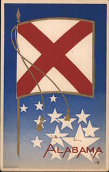 Alabama - State Flag, Hand Made Original Serigraph Postcard