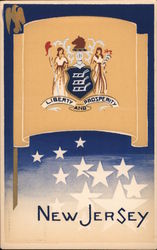 New Jersey State Flag - Hand Made Serigraph Flags Postcard Postcard Postcard