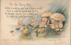 Kewpies under Toadstools "For the Rainy Day" Rose O'Neill Postcard Postcard Postcard