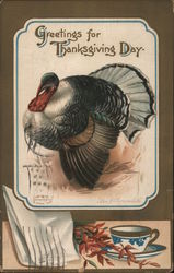 Greetings for Thanksgiving Day - a turkey with still life Postcard