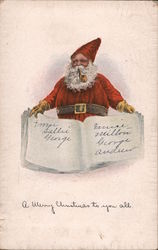 Santa Holding His Naughty and Nice Book Postcard