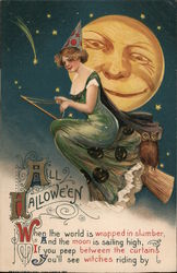 All Halloween When The World Is Wrapped In Slumber, And The Moon Is Sailing High Samuel L. Schmucker Postcard Postcard Postcard