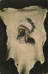 Broken-Arm, Chief of the Ogallala Sioux - A portrait on buckskin Postcard