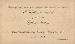 Invitation, A Halloween Social Given by the Pythian Sisters Postcard