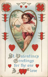 St. Valentine's Greetings For The One I Love Cupid Postcard Postcard Postcard