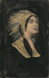 Native American Woman, Hand Colored Postcard
