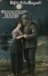 Schön ist die Jugend, A Soldier Embraces a Woman in Moonlight World War I Postcard Postcard Postcard