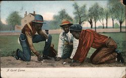 A Quiet Game - Dice in the Dirt - Black Man with Guitar Black Americana Postcard Postcard Postcard