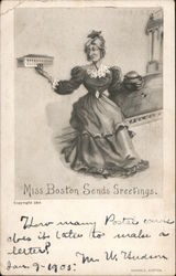 Miss Boston Sends Greetings Postcard