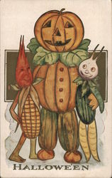 Halloween - Anthropomorphic Pumpkin and Vegetable Friends Postcard Postcard Postcard