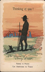 Thinking of you! - A silhouette of a soldier with a rifle Postcard