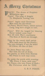 A Merry Christmas - Peace! The Dream of Prophets Milleniums Ago Postcard