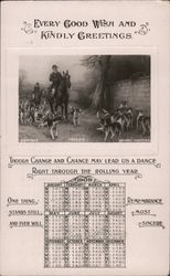 1909 Every Good Wish and Kindly Greetings Fox Hunt Postcard