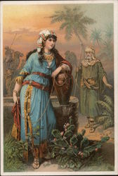 Rebekah at the Well - the Approach of the Servant Trade Cards Trade Card Trade Card Trade Card
