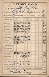 Report Card of Dwight Mills, Oak Ridge, Sharon Schools & Education Other Ephemera Ephemera Ephemera