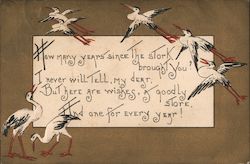 How many years since the stork brought you? Postcard