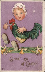 Greetings at Easter Fade Away With Children Postcard Postcard Postcard