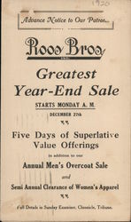 Roos Bros. Greatest Year-End Sale Postcard