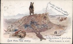 Sunshine and Shadow - I wonder what's the matter with them fool hosses? Postcard