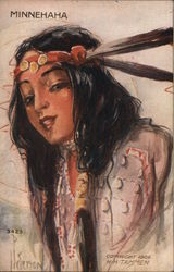 Minnehaha - Illustration of a Native American Woman Native Americana Postcard Postcard Postcard