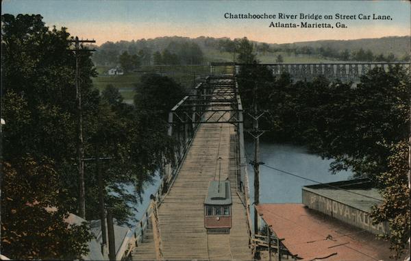 CHATTAHOOCHEE RIVER BRIDGE ON STREET CAR LANE Marietta Georgia