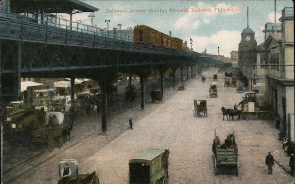 Delaware Avenue Showing Elevated Railroad Philadelphia Pennsylvania