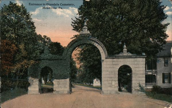 Entrance to Glendale Cemetery (Greendale?) Meadville Pennsylvania