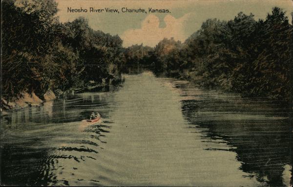 Neosho River View Chanute, KS Postcard