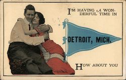 I'm Having a Wonderful Time in Detroit, MI Postcard