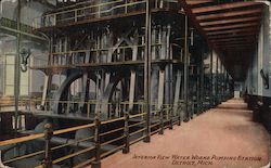 Interior View Water Works Pumping Station Postcard