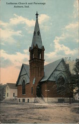 Lutheran Church and Parsonage Auburn, IN Postcard Postcard Postcard