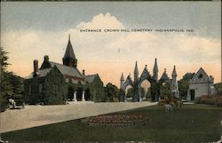 Entrance Crown Hill Cemetery Indianapolis, IN Postcard Postcard Postcard