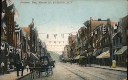 Firemens Day, Market St. Postcard