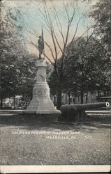 Soldiers Monument Diamond Park Postcard