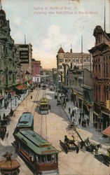 Spring St. North of First St. showing new Post Office in the Distance Postcard