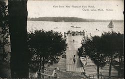 View from New Pleasant View Hotel Clarklake, MI Postcard Postcard Postcard