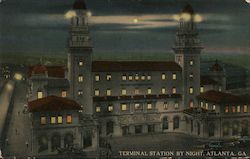 Terminal Station by Night Atlanta, GA Postcard Postcard Postcard