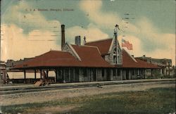 C. & A. Station Postcard