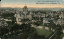 Bird's Eye View of Memorial and Baptist Churches Postcard