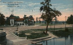 Boat Landing and Pavilion, Riverside Park Postcard