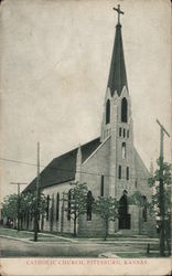 Catholic Church Pittsburg, KS Postcard Postcard Postcard