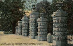 Entrance to Forest Park Ottawa, KS Postcard Postcard Postcard