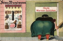 "Fine sausages and cold cuts - Today's offer: warm ham" Postcard