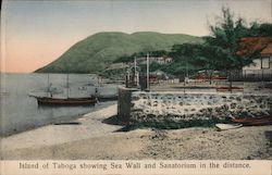 Island of Taboga showing Sea Wall and Sanatorium in the distance. Postcard