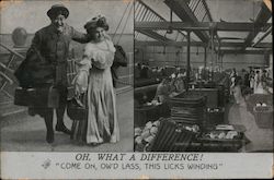 Oh, What A Difference! "Common on, Ow'd Lass, This Licks Winding" Postcard